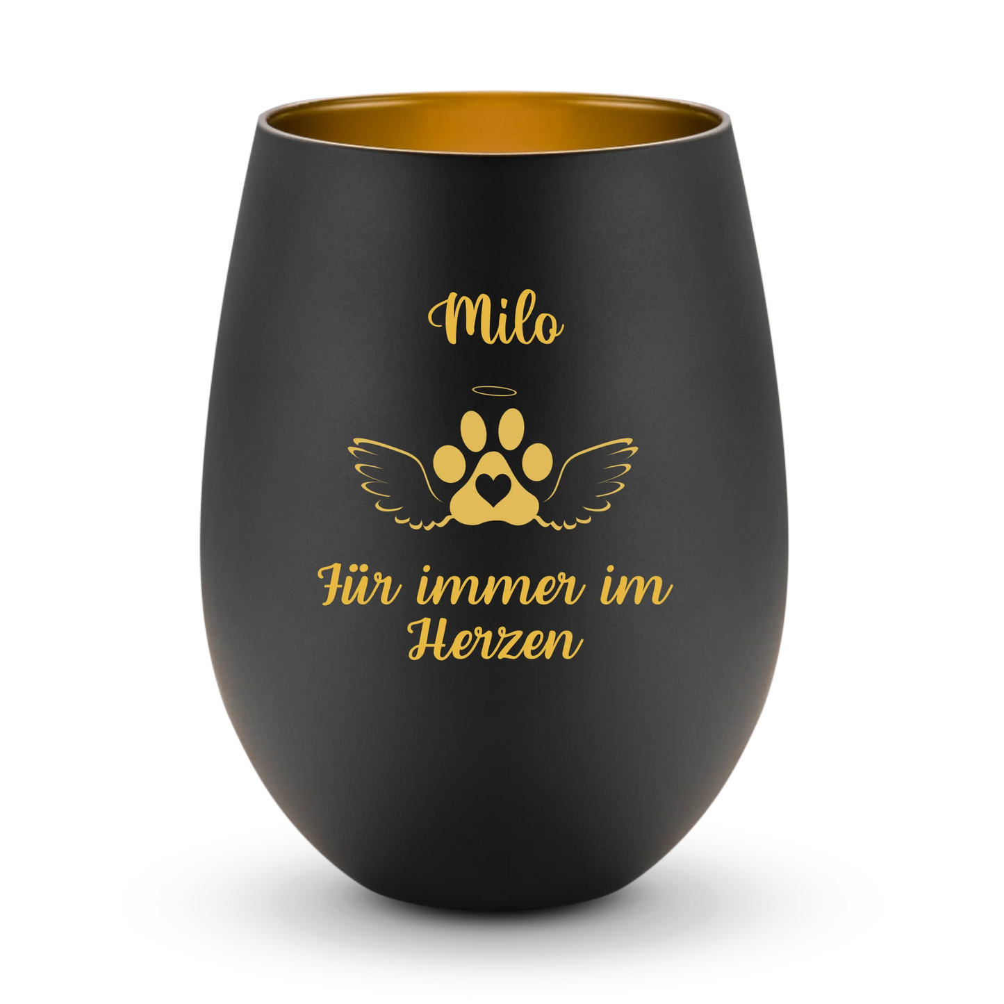 Für immer im Herzen mit Haustiername- Windlicht