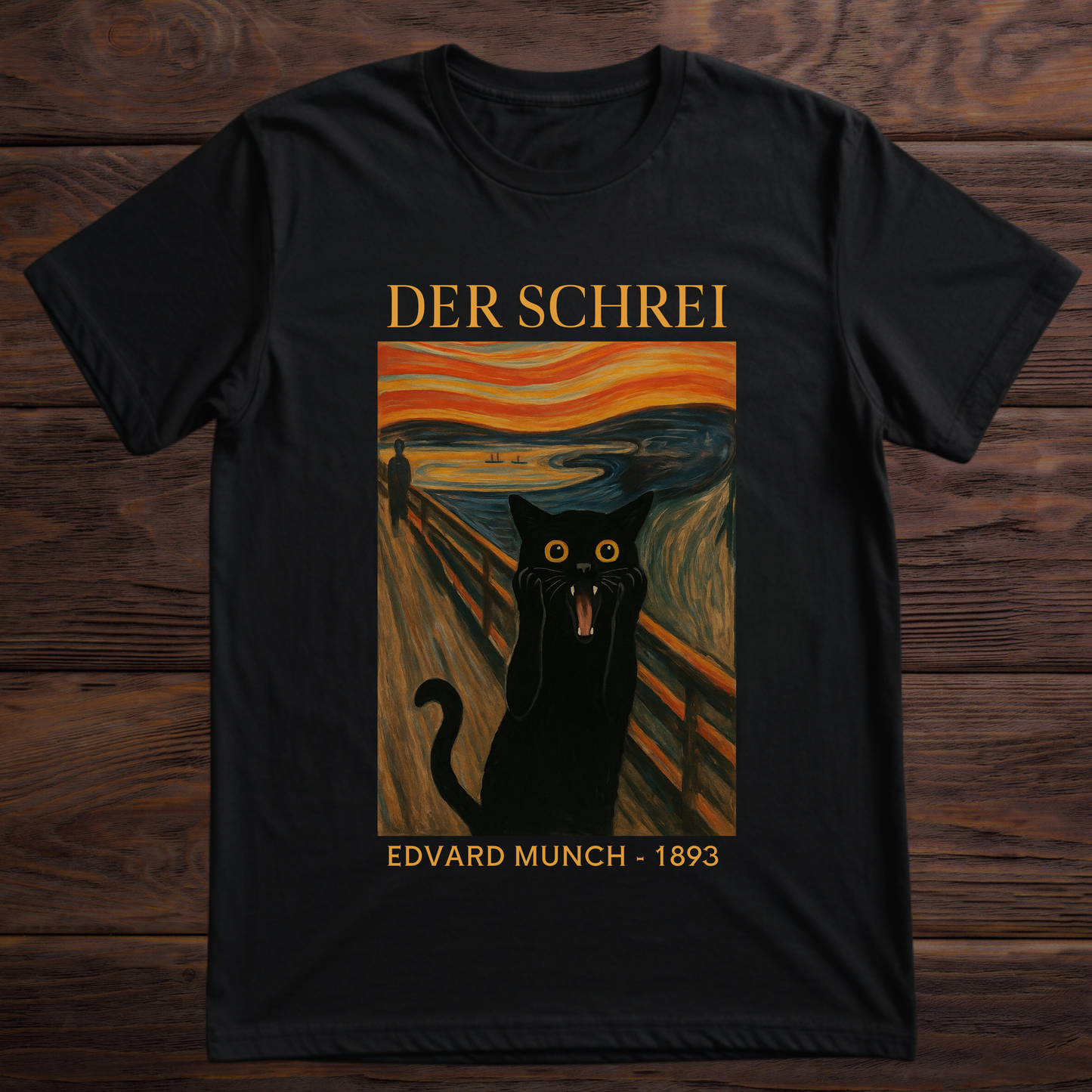 Der Schrei mit Katze - Edvard Munsch - Premium Unisex T-Shirt