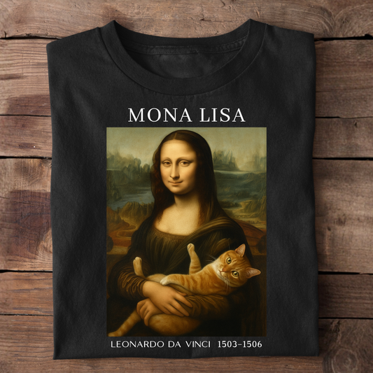 Mona Lisa With Cat Basic Shirt Unisex