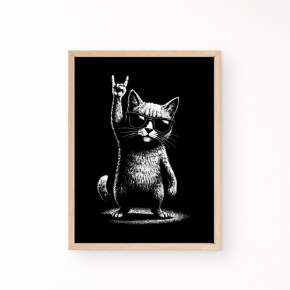 Rock 'n' Roll Kater Poster 3:4 - Ungerahmt