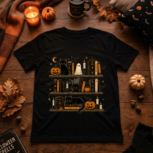 Halloween Bookshelves Basic Shirt Unisex