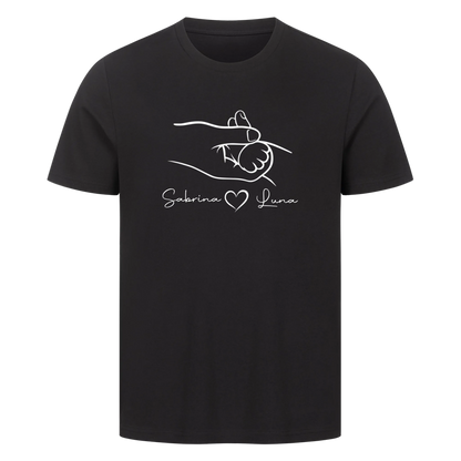 Personalisierte Shirt - Hand von Mensch und Katze mit Name-Premium Shirt