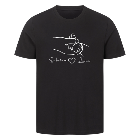 Personalisierte Shirt - Hand von Mensch und Katze mit Name-Premium Shirt