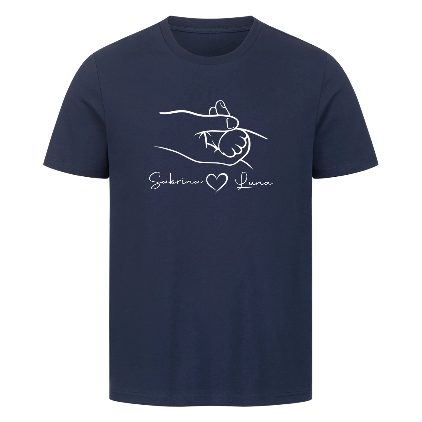 Personalisierte Shirt - Hand von Mensch und Katze mit Name-Premium Shirt