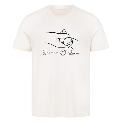 Personalisierte Shirt - Hand von Mensch und Katze mit Name-Premium Shirt
