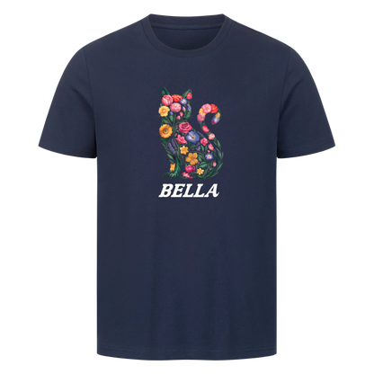 Personalisierte Blumige Katzen Design mit Name - Premium Unisex T-Shirt