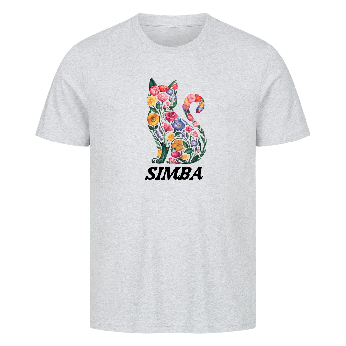 Personalisierte Blumige Katzen Design mit Name - Premium Unisex T-Shirt