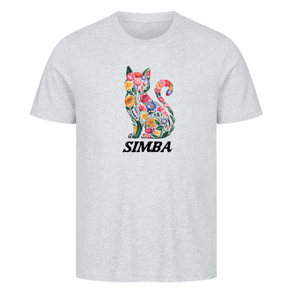 Personalisierte Blumige Katzen Design mit Name - Premium Unisex T-Shirt