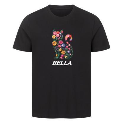 Personalisierte Blumige Katzen Design mit Name - Premium Unisex T-Shirt
