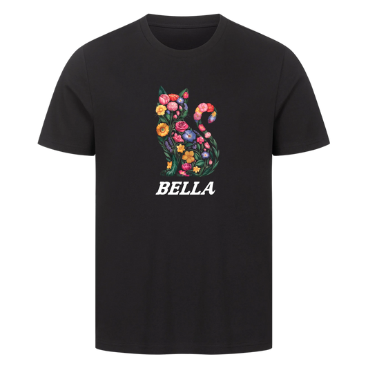 Personalisierte Blumige Katzen Design mit Name - Premium Unisex T-Shirt