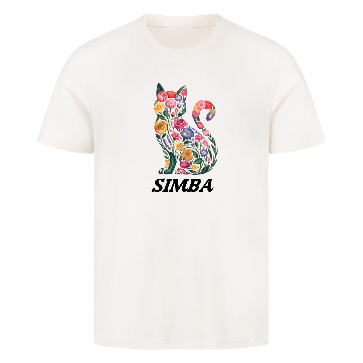 Personalisierte Blumige Katzen Design mit Name - Premium Unisex T-Shirt