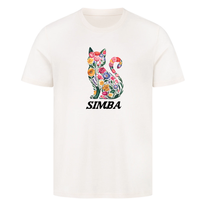 Personalisierte Blumige Katzen Design mit Name - Premium Unisex T-Shirt