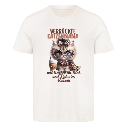 Verrückte Katzenmama mit Kaffee-Basic Shirt