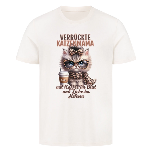 Verrückte Katzenmama mit Kaffee-Basic Shirt
