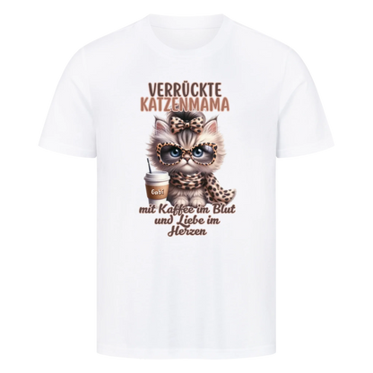 Verrückte Katzenmama mit Kaffee-Basic Shirt