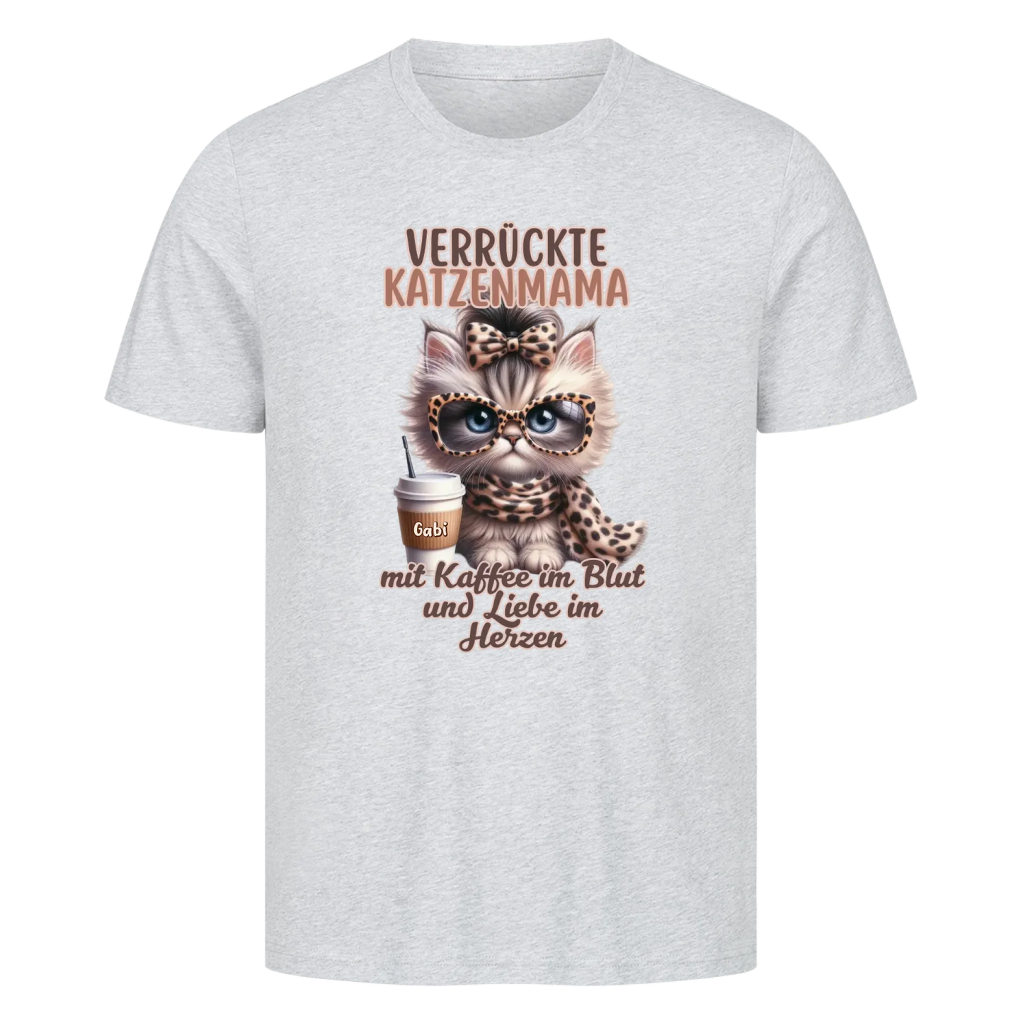Verrückte Katzenmama mit Kaffee-Basic Shirt