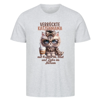 Verrückte Katzenmama mit Kaffee-Basic Shirt