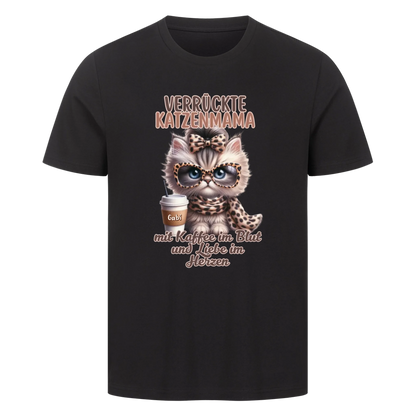 Verrückte Katzenmama mit Kaffee-Basic Shirt