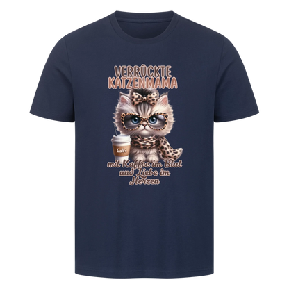 Verrückte Katzenmama mit Kaffee-Basic Shirt
