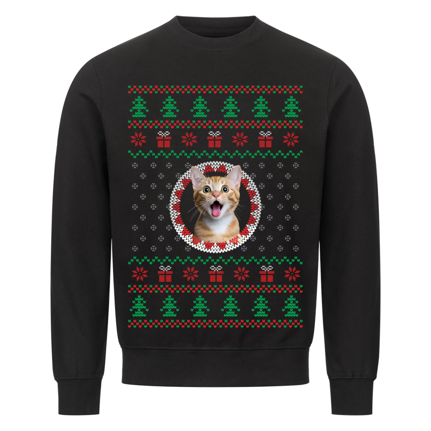 "Ugly Christmas Sweater" Pullover mit Katze oder Hund