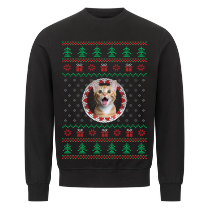 "Ugly Christmas Sweater" Pullover mit Katze oder Hund