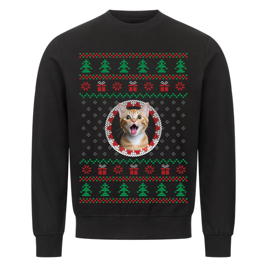 "Ugly Christmas Sweater" Pullover mit Katze oder Hund