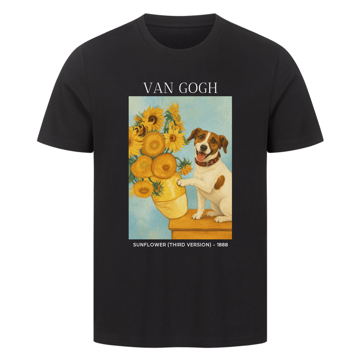 Sonnenblumen Van Gogh Hund Personalisiert T-Shirt