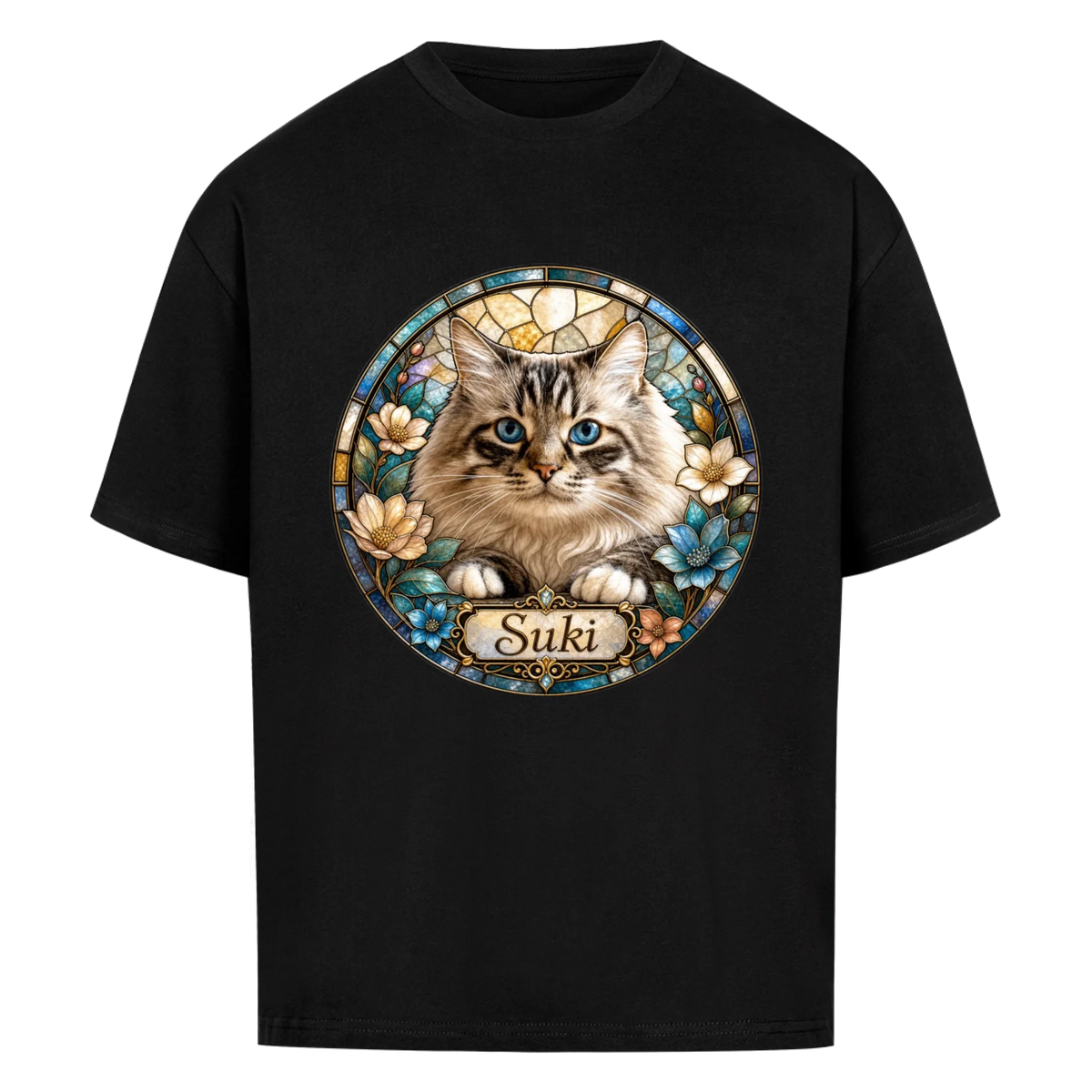 Personalized Stained Glass Cat Design