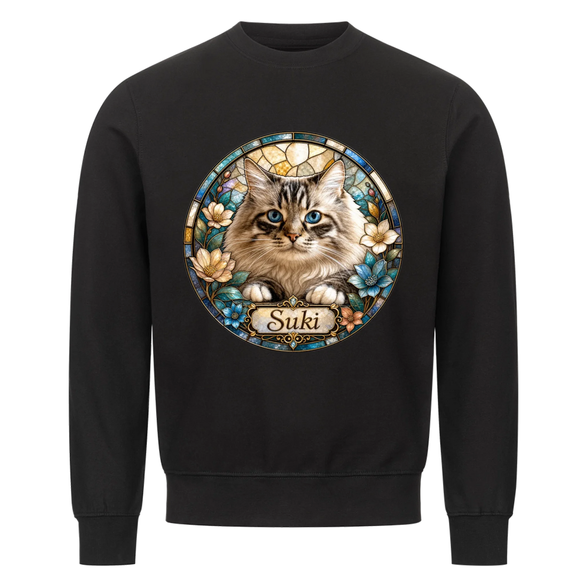 Personalized Stained Glass Cat Design