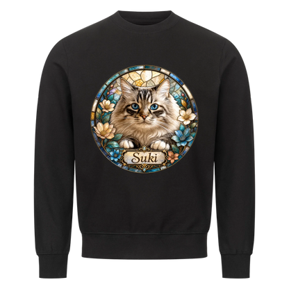 Personalized Stained Glass Cat Design