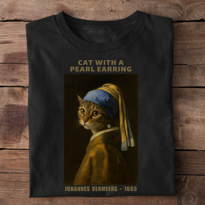 Cat with A Pearl Earring Basic Shirt Unisex