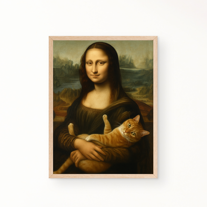 Mona Lisa mit Katze Poster 3:4 - Ungerahmt