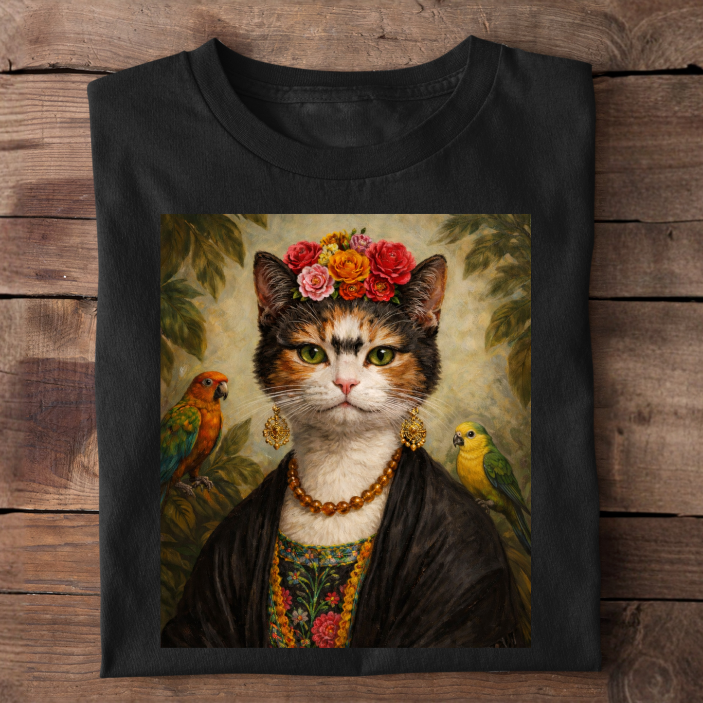 Frida Kahlo Cat Basic Shirt Unisex