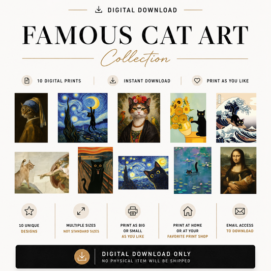 10 Digital Prints - Famous Cat Art Collection DOWNLOAD