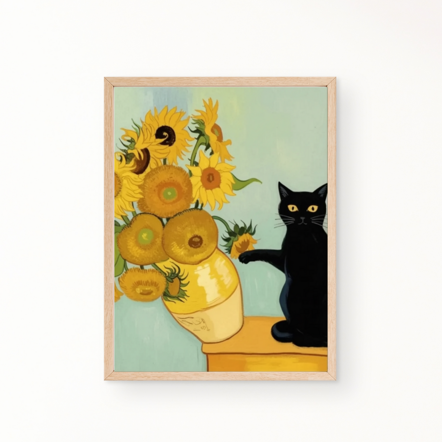Van Gogh Sonnenblume mit Katze Poster 3:4 - Ungerahmt