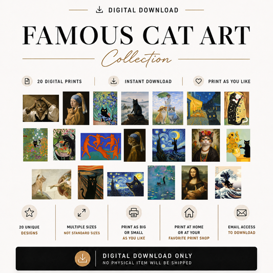 20 Digital Prints - Famous Cat Art Collection DOWNLOAD