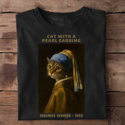 Cat With A Pearl Earring Basic Shirt Unisex