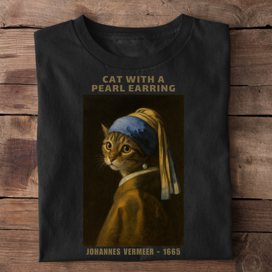 Cat With A Pearl Earring Basic Shirt Unisex