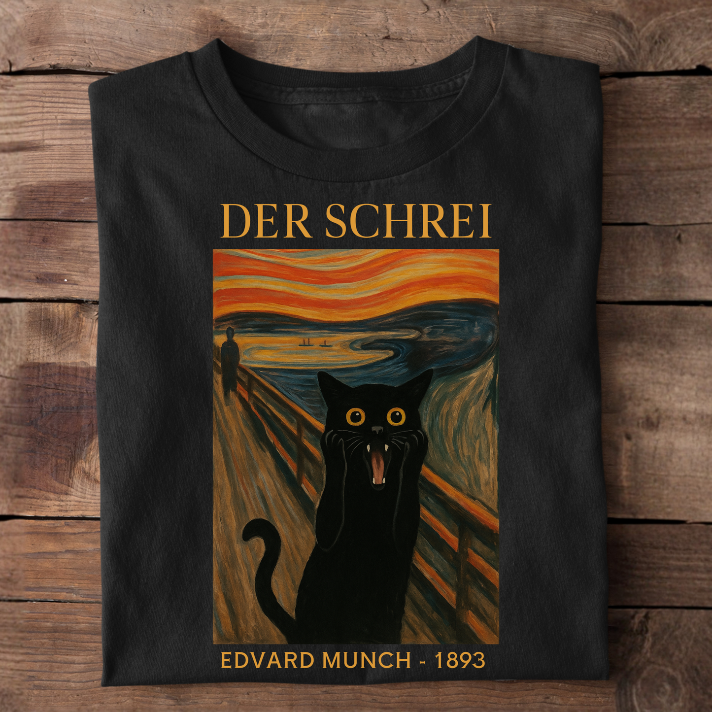 Der Schrei mit Katze - Edvard Munsch - Premium Unisex T-Shirt