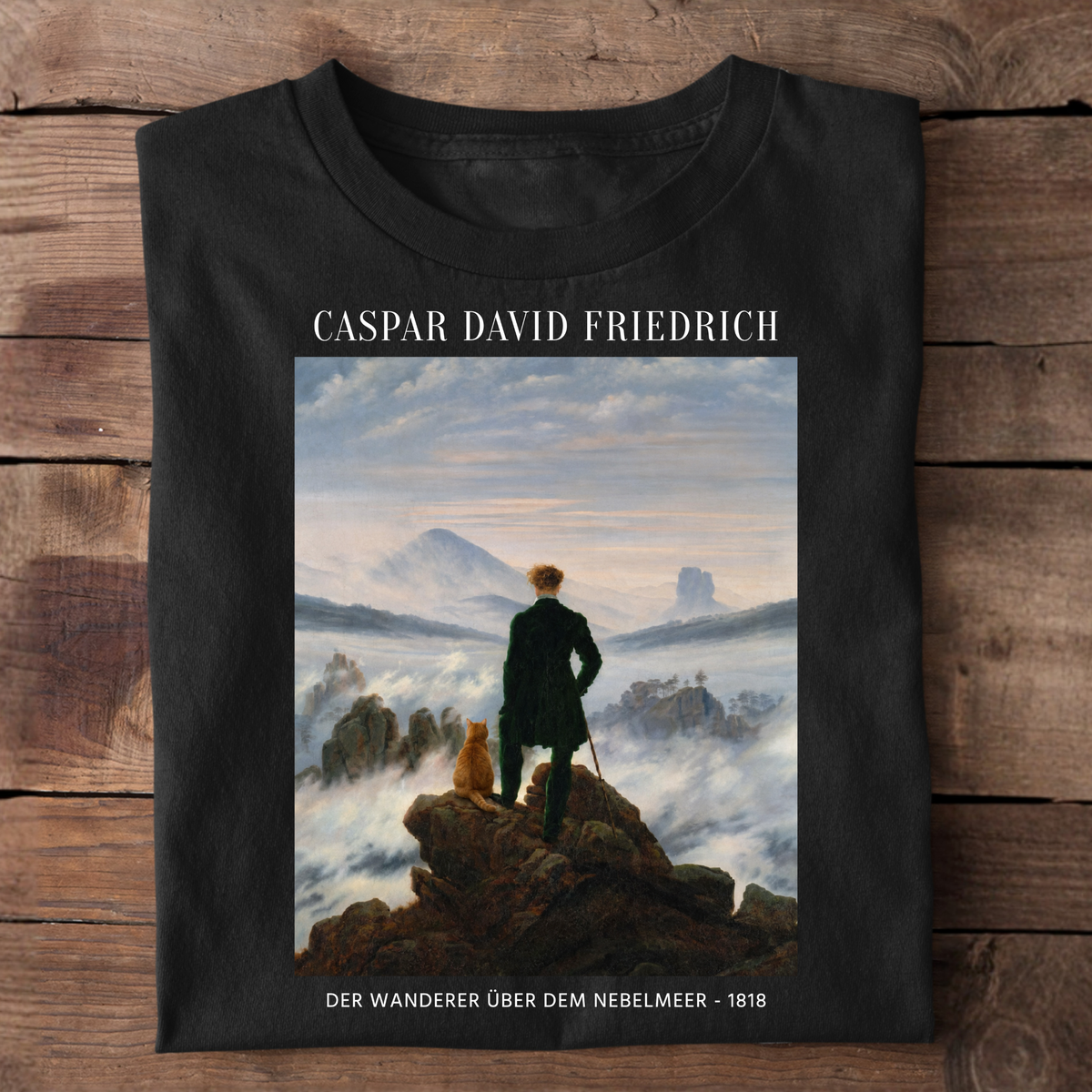 Der Wanderer mit Katze T-Shirt