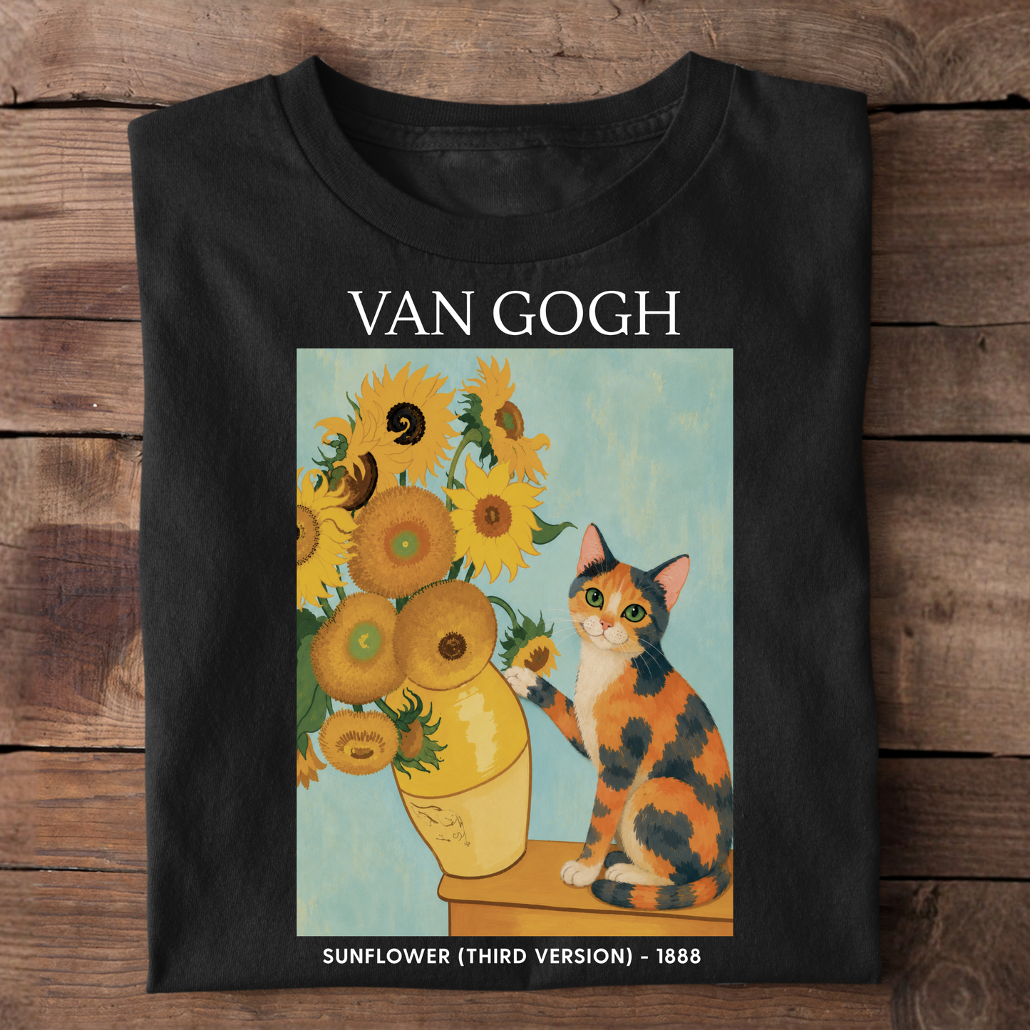 Cat With Sunflowers Basic Shirt Unisex