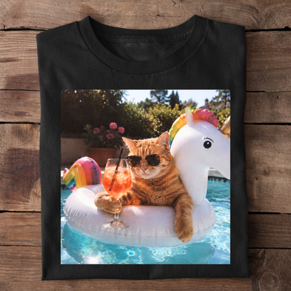 Katze im Pool Premium T-Shirt
