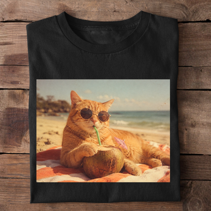 Katze am Strand Premium T-Shirt