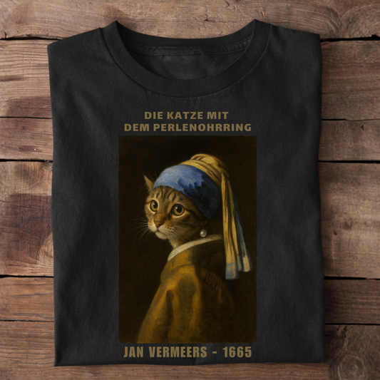 Die Katze mit dem Perlenohrring - Premium Unisex T-Shirt