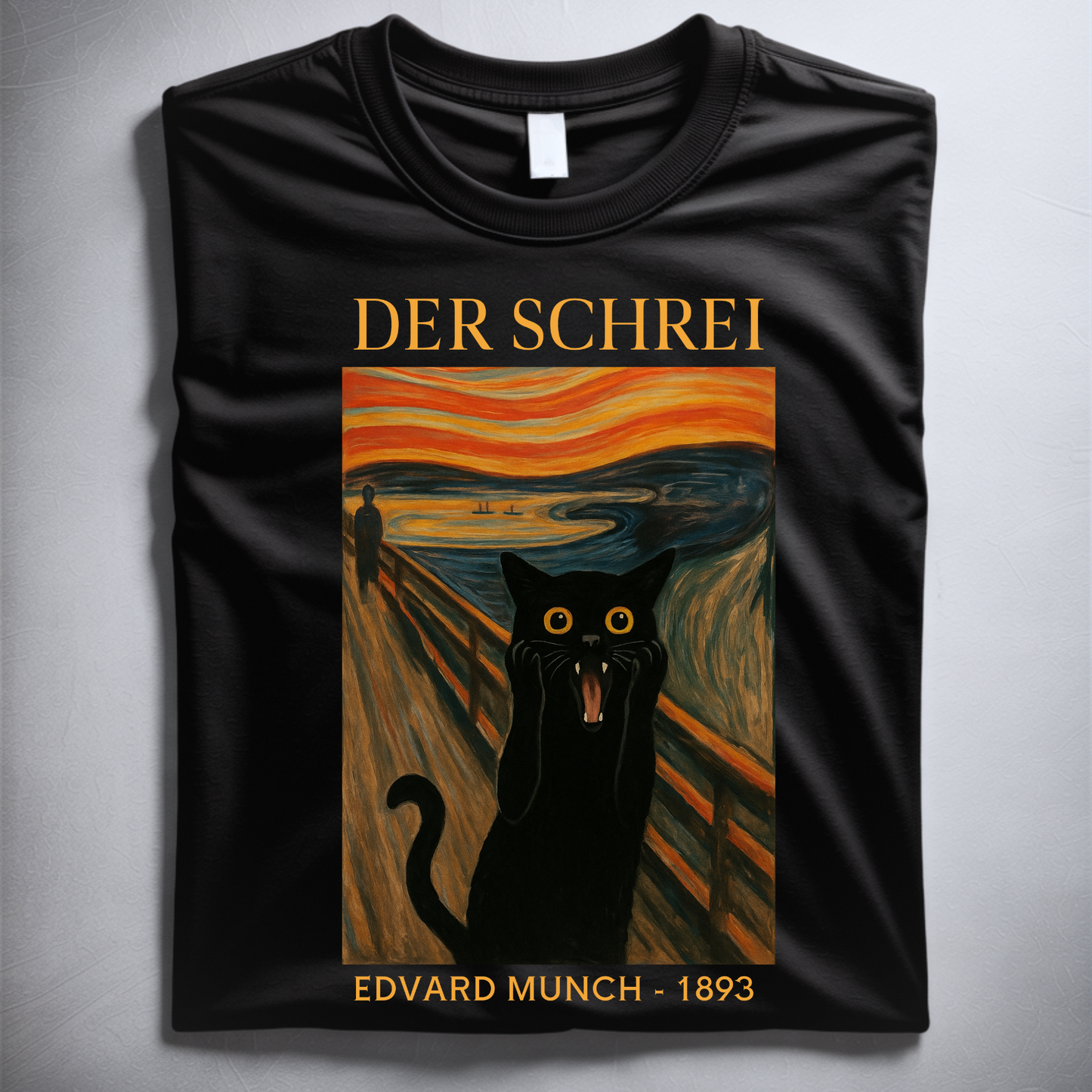 Der Schrei mit Katze - Edvard Munsch - Premium Unisex T-Shirt