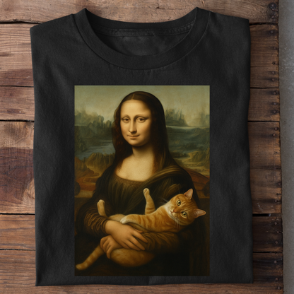 Mona Lisa mit Katze Premium Unisex Shirt