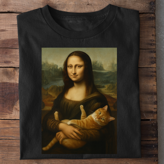 Mona Lisa mit Katze Premium Unisex Shirt
